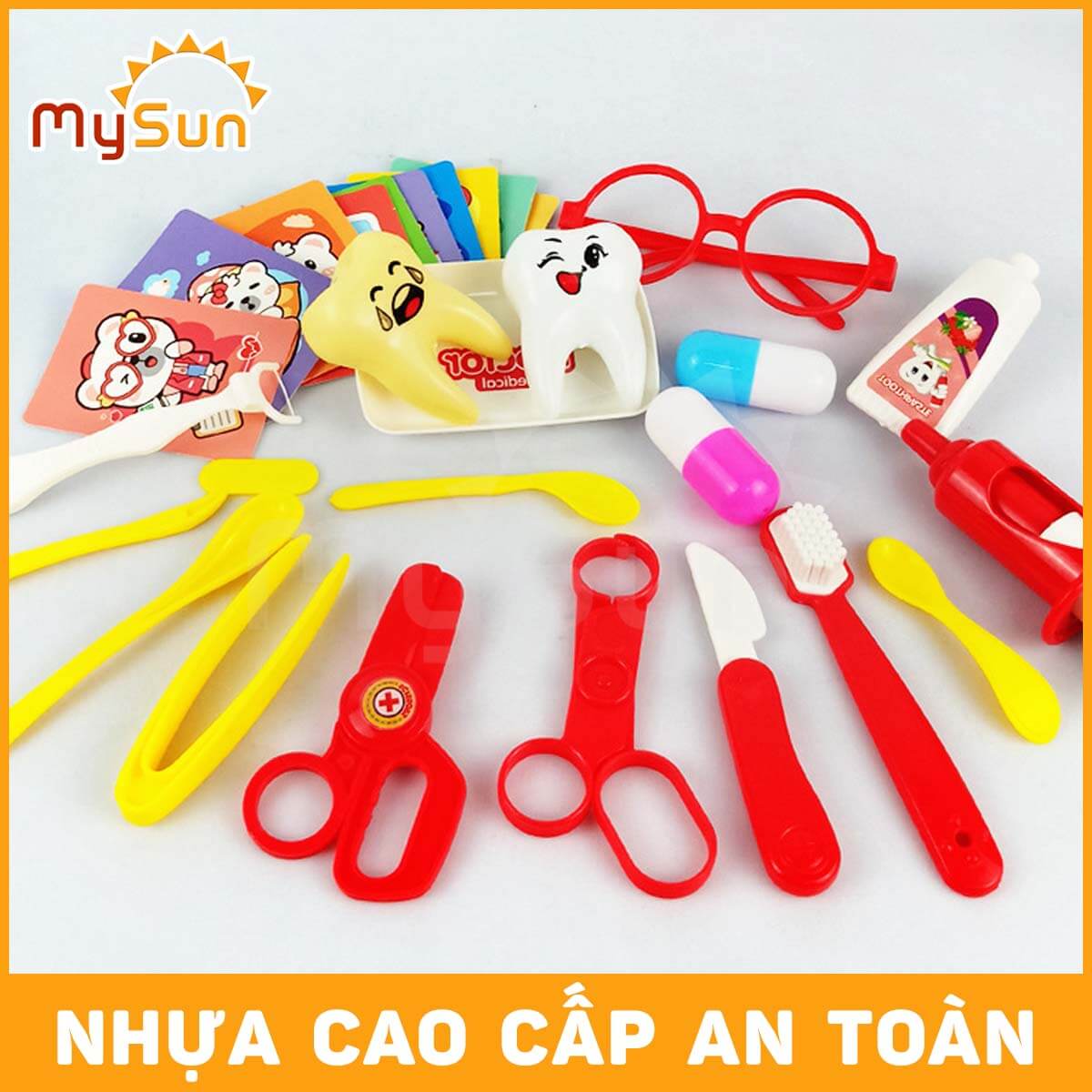 Bộ đồ chơi bác sĩ sỹ cho bé gái trai khám bệnh răng nha khoa cao cấp - Áo bác sĩ y tá hướng nghiệp MySun