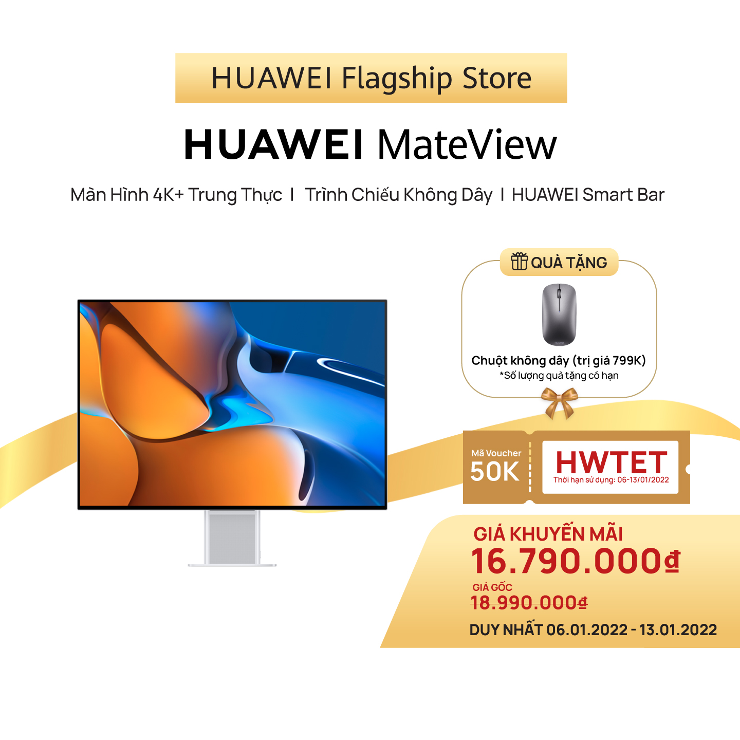 Màn Hình HUAWEI MateView | Màn Hình 4K+ Trung Thực | Kết Nối Không Dây | HUAWEI Smart Bar | Hàng Chính Hãng