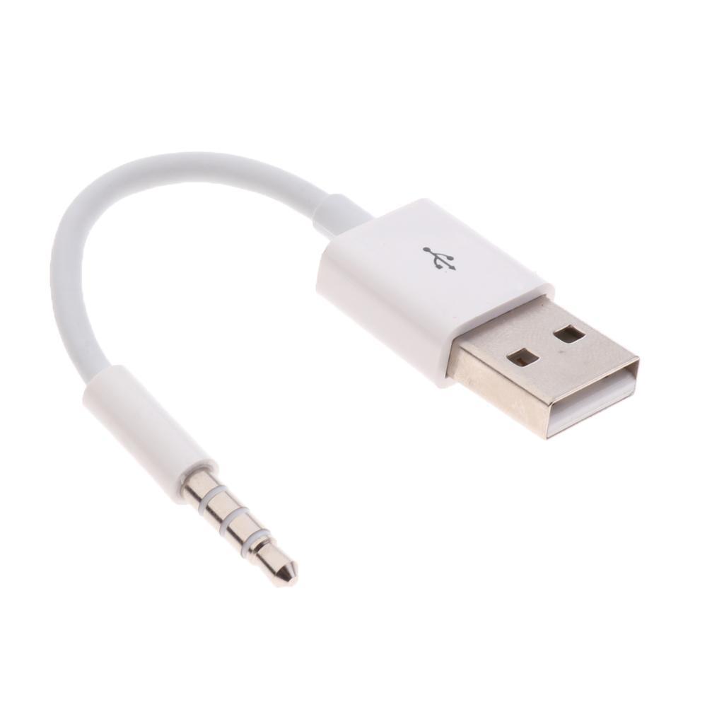 White AUX Audio to USB 2.0 Male Adapter Cable 3.5MM Charging Cable Cord for iPod