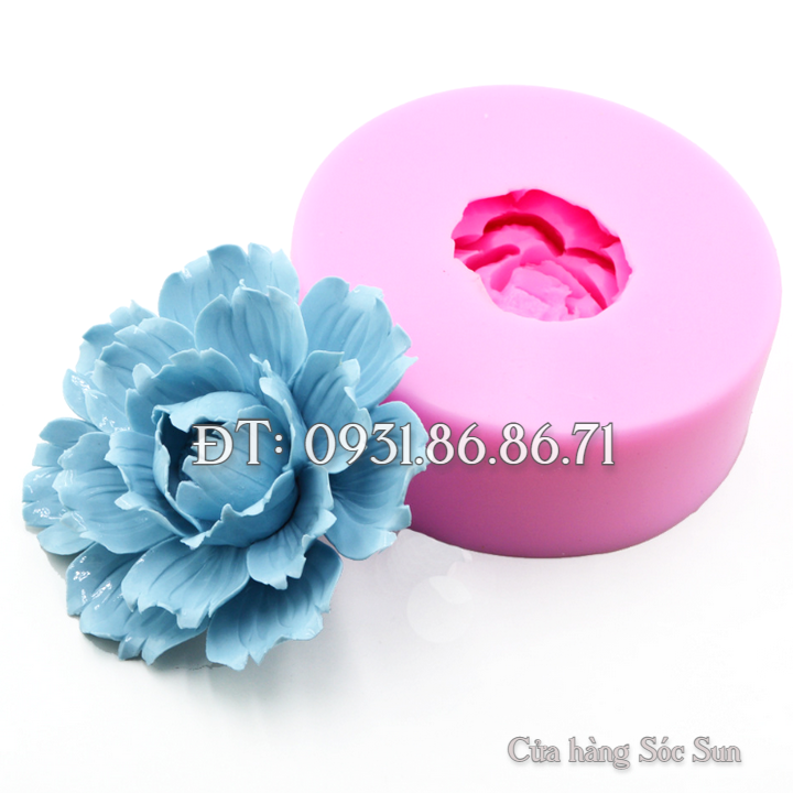 Khuôn silicon hoa mẫu đơn cánh xoăn nhiều tầng loại 8 cm – Mã số 1897