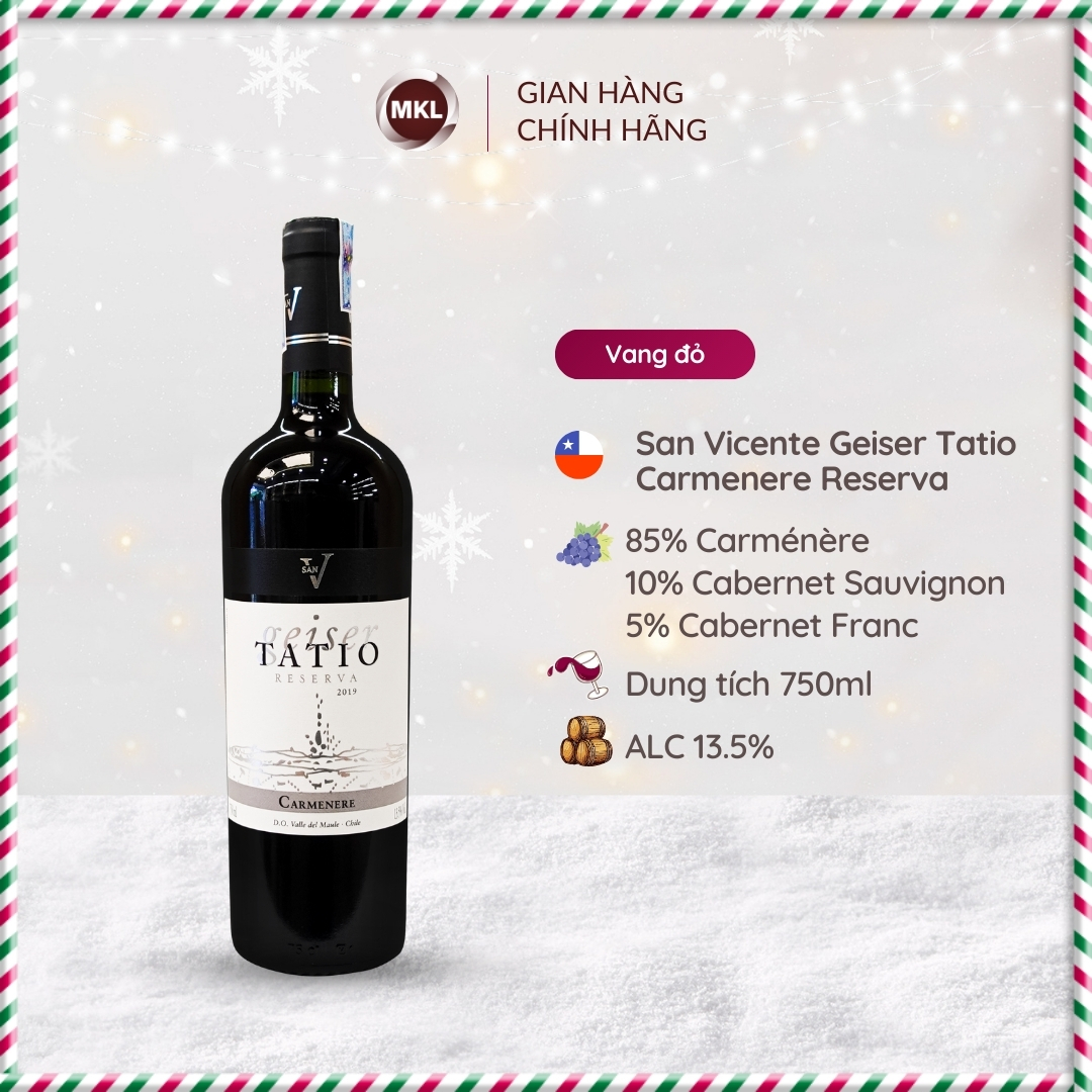 Rượu Vang Đỏ Chile San Vicente Geiser Tatio Carmenere Reserva 750Ml 13 - Hàng Chính Hãng