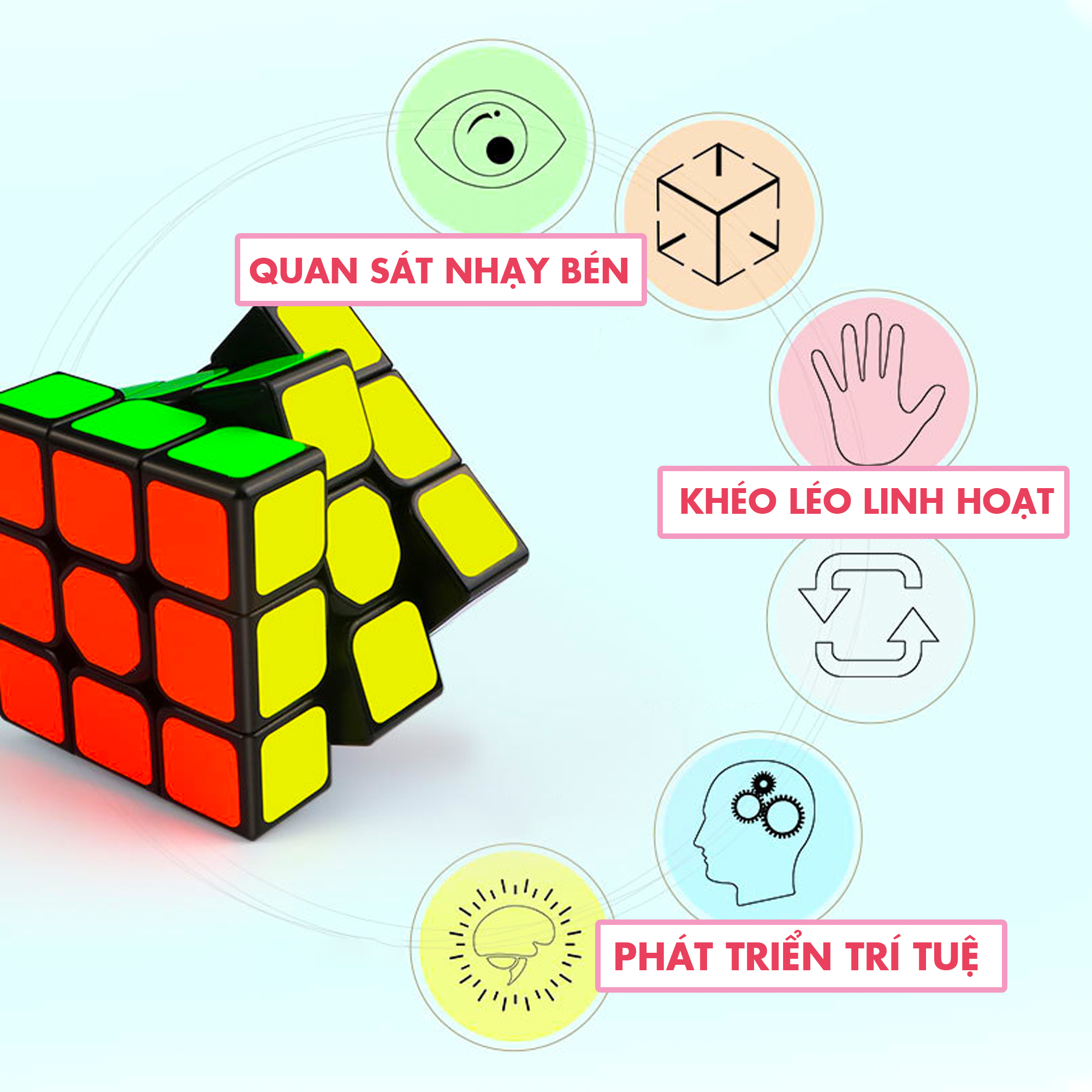 Đồ chơi RUBIK dạng 3x3 viền đen EQY609 - Đồ chơi giáo dục