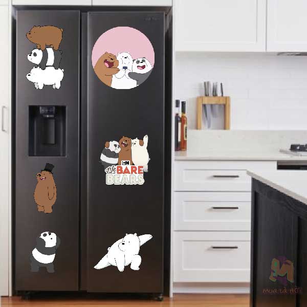 Miếng dán Stickers chủ đề We Bare Bears