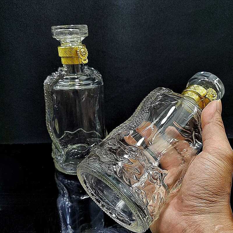Combo 2 chai Thủy Tinh hình Rồng Nổi 500ML - Chai thủy tinh 500ml, bình thủy tinh 500ml pha lê trong suốt