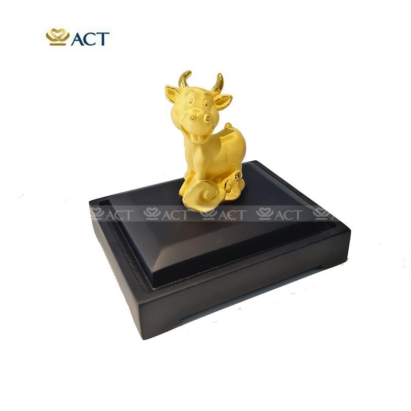TƯỢNG SỬU DÁT VÀNG PHONG THỦY 10.5×8.5×12.5CM