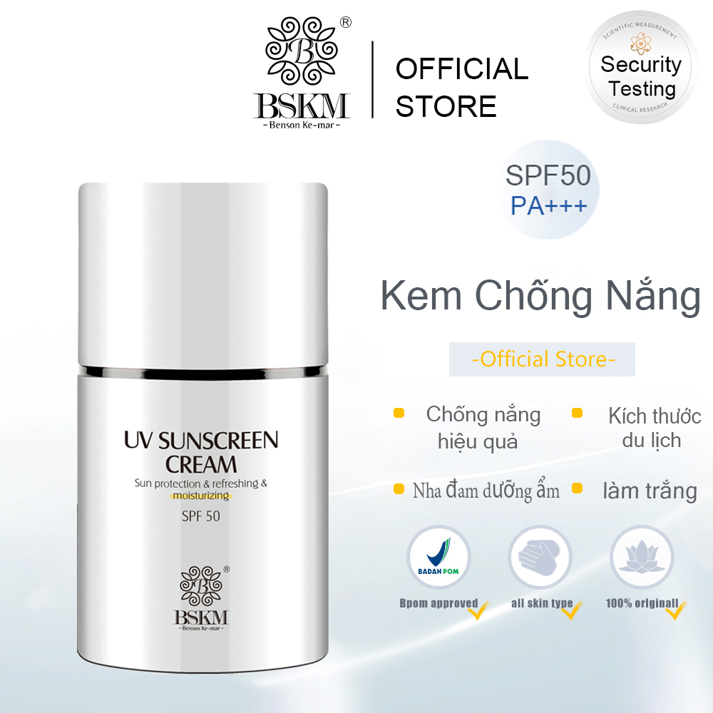 BSKM UV Kem Chống Nắng SPF50 Dưỡng Ẩm Làm Trắng Ngăn Ngừa Rám Da Làm Mới Kem Chống Nắng Cho Mặt & Cơ Thể 45g