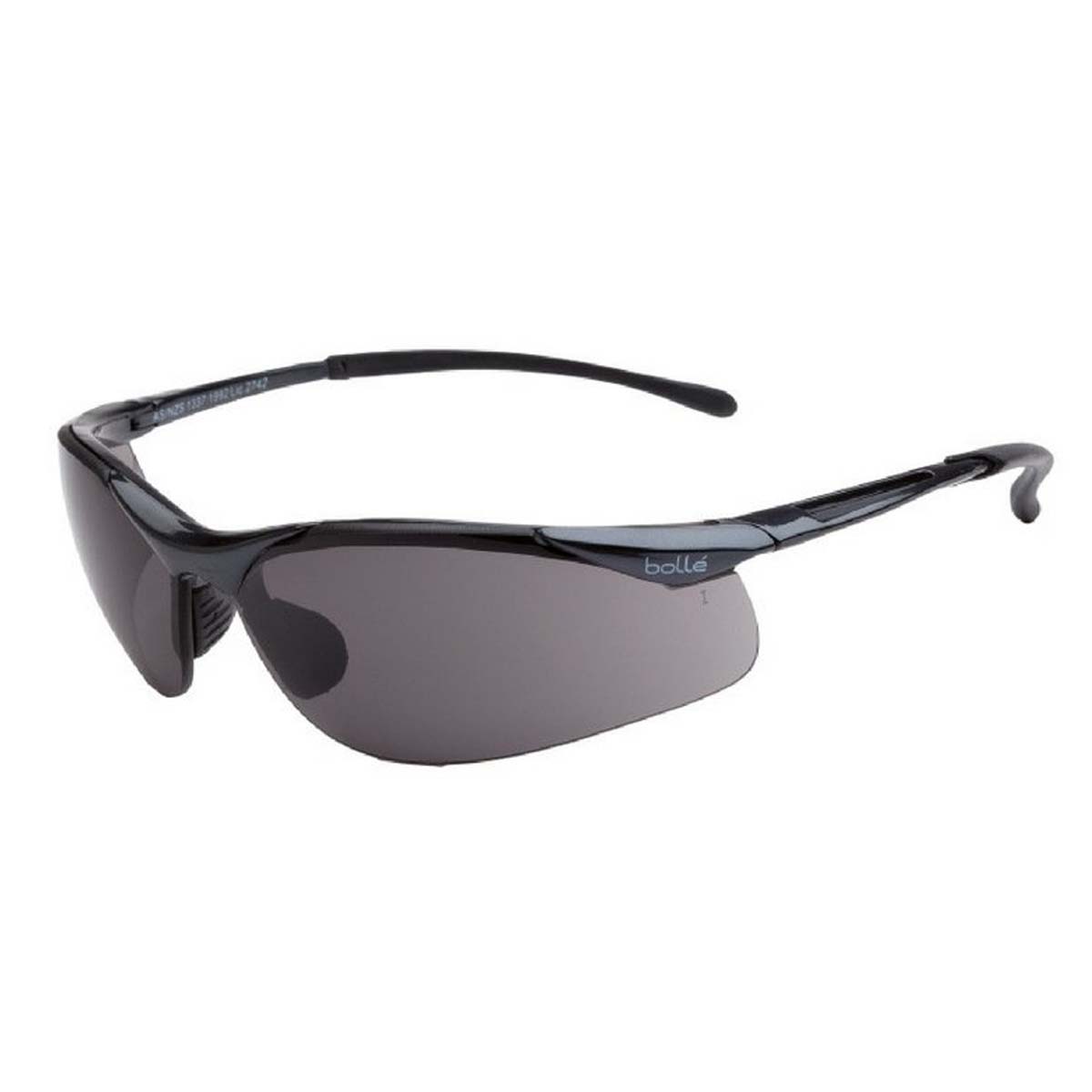 Kính BOLLE 1615502A Sidewinder Safety Glasses Smoke Anti-Scratch/Anti-Fog Len (Gọng kim loại, phủ bạch kim), (tặng kèm hộp đựng kính)