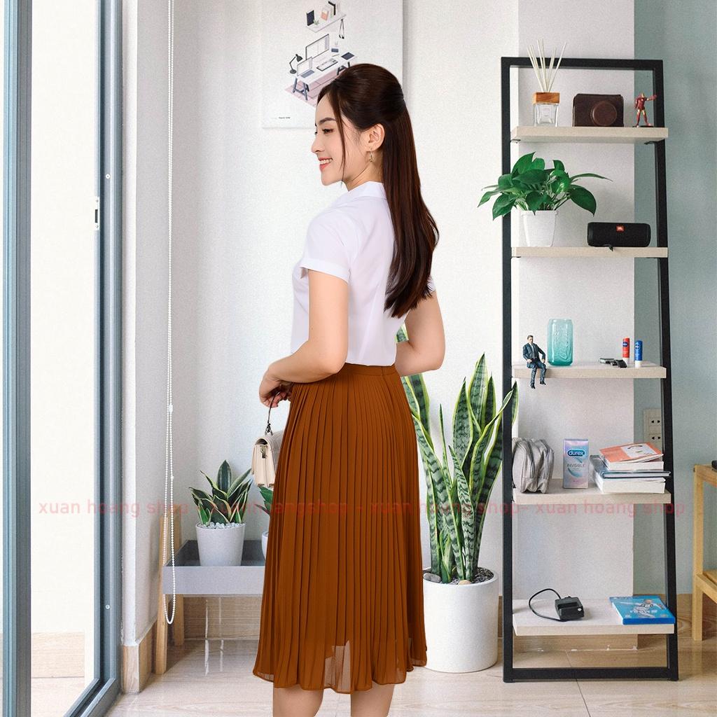 Chân Váy Xếp Ly Công Sở Đen, Xanh Mc Fashion Dáng Dài Cv0561