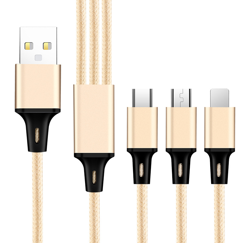 Cáp Sạc Đa Năng 3 Đầu : Lightning - Type C - Micro USB. Sạc Tốc Độ Cao (Có Thể Truyền Dữ Liệu) 1.2m Helios