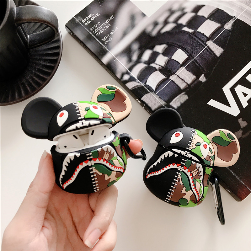 Ốp silicone dẻo bảo vệ dành cho Airpods 1/2 - Shark Bearbrick - Hàng Chính Hãng