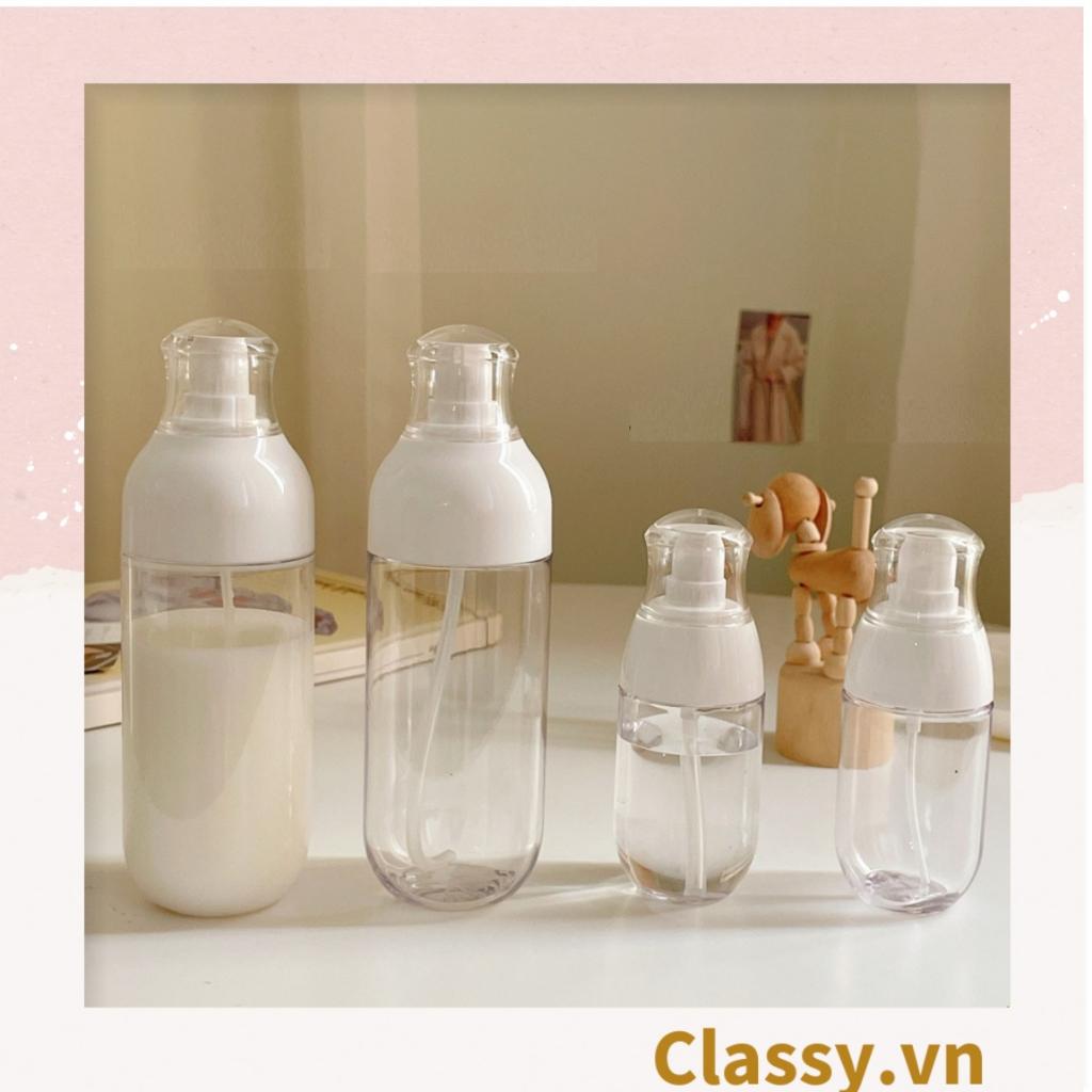 Chai chiết mỹ phẩm dạng xịt, dạng vòi Classy bấm bằng nhựa dung tích 100ml, 50ml PK1398