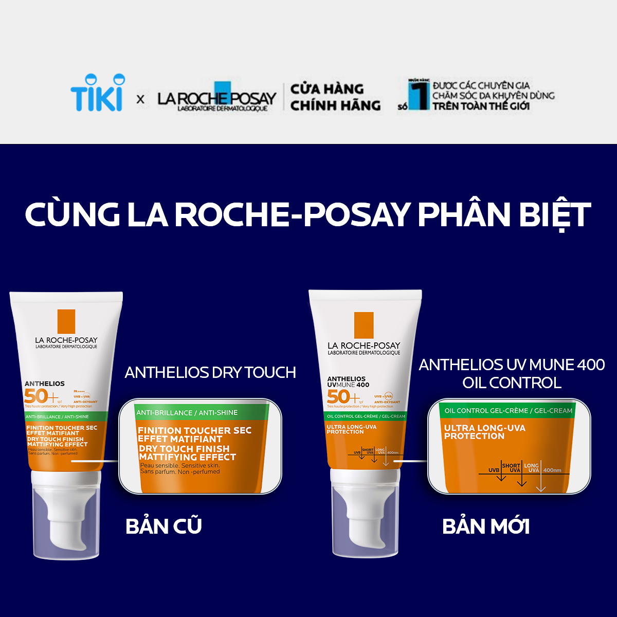 Kem Chống Nắng Không Màu Kiểm Soát Dầu La Roche-Posay Anthelios XL Dry Touch Gel-Cream SPF 50+ UVB & UVA (50ml)