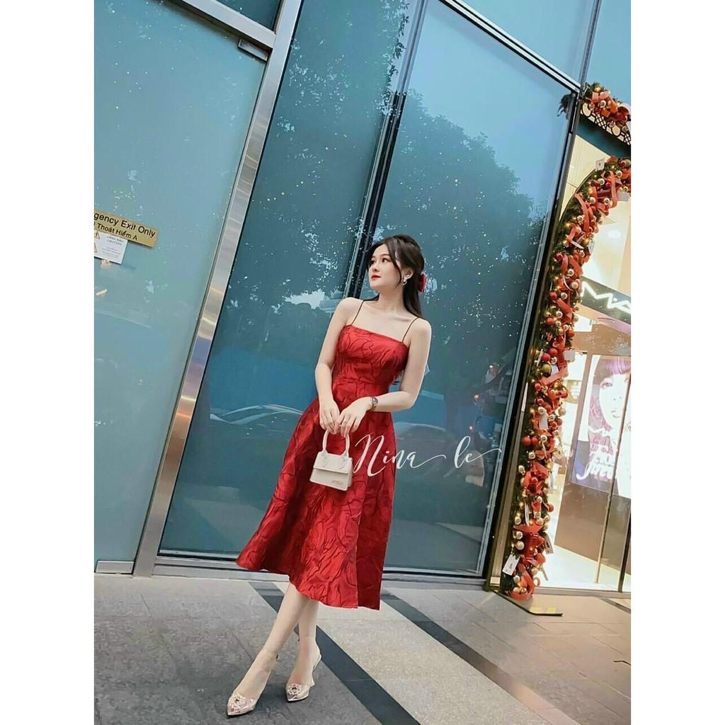 ĐẦM NỮ GẤM HOA 2 DÂY CAO CẤP THỜI TRANG THIẾT KẾ