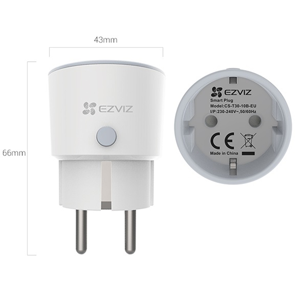 Ổ cắm thông minh Wifi EZVIZ T30, tích hợp điều khiển bằng giọng nói, hẹn giờ tắt mở, điều khiển từ xa qua app điện thoại