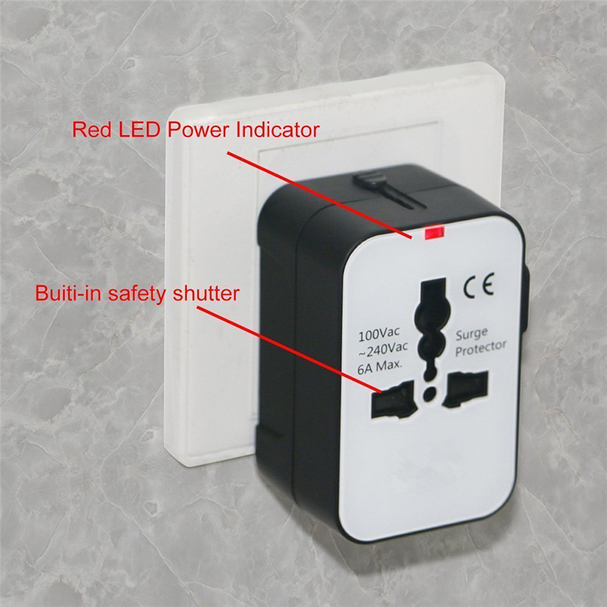 Ổ Cắm Điện Du Lịch Quốc Tế Đa Năng Có 2 Cổng USB