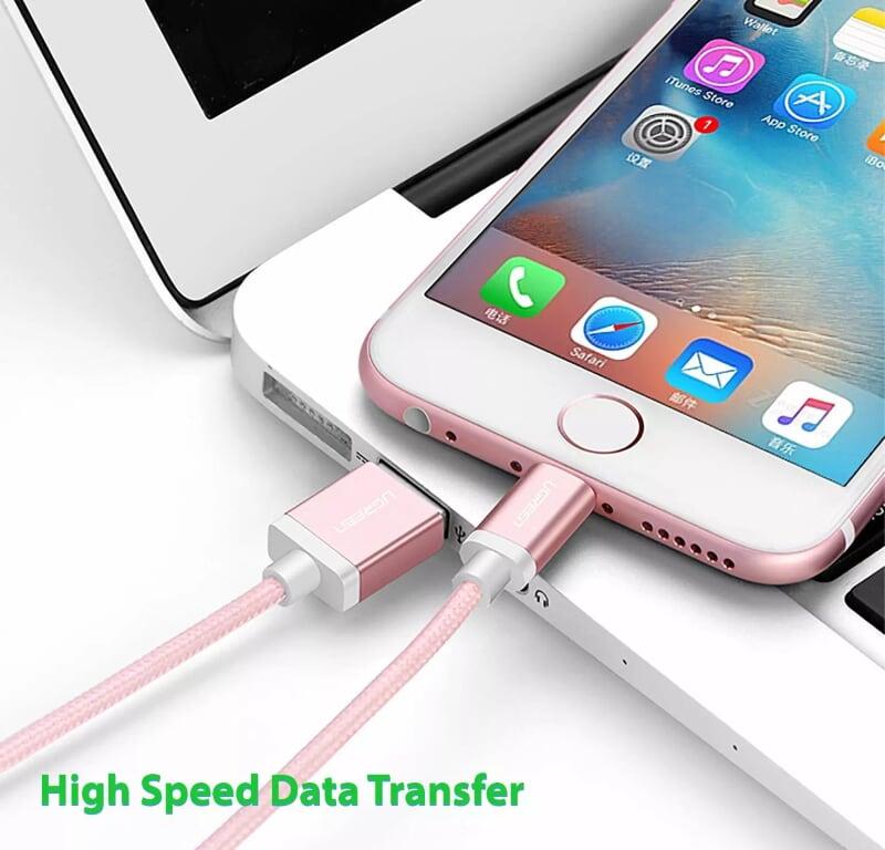 Ugreen UG30592US199TK 2M màu Hồng Cáp Lightning sạc + truyền dữ liệu cho iPhone - HÀNG CHÍNH HÃNG