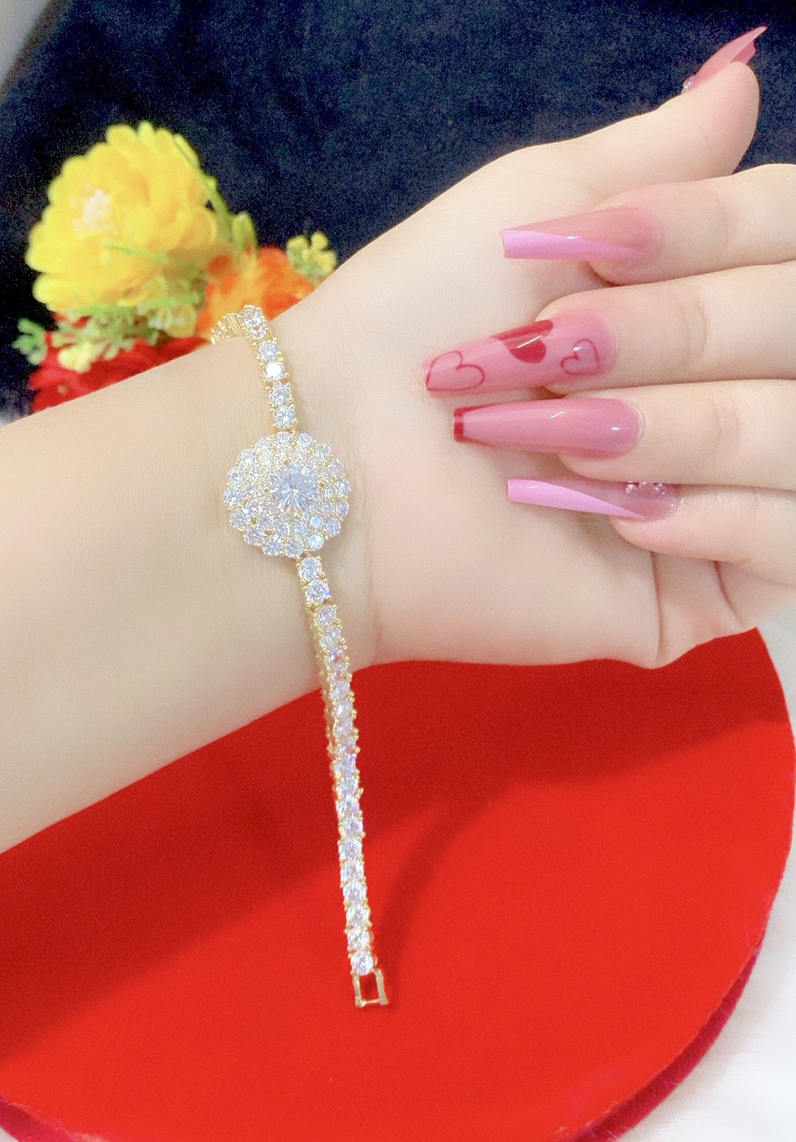 Lắc tay nữ đính xoàn mạ 18k siêu xinh E60