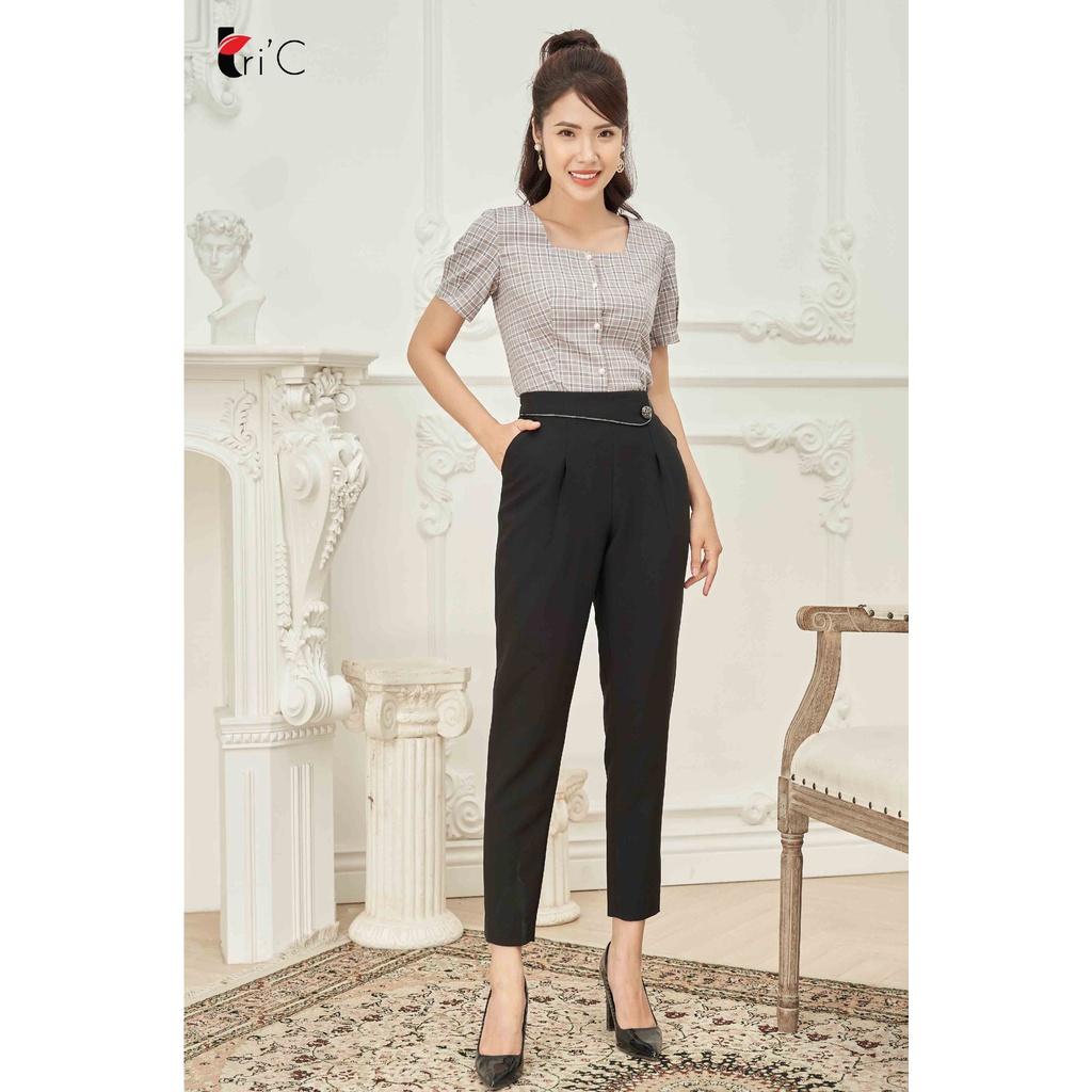 Quần baggy trang trí cạp, chun sau Tri'C Luxury Q170421 Đen