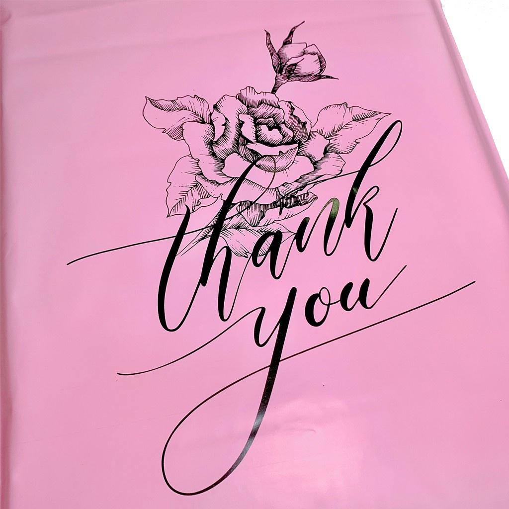 Túi Gói Hàng Túi Đóng Hàng HỒNG PASTEL Chất Liệu Cao Cấp In Thank You Hoa Văn Nhiều Size