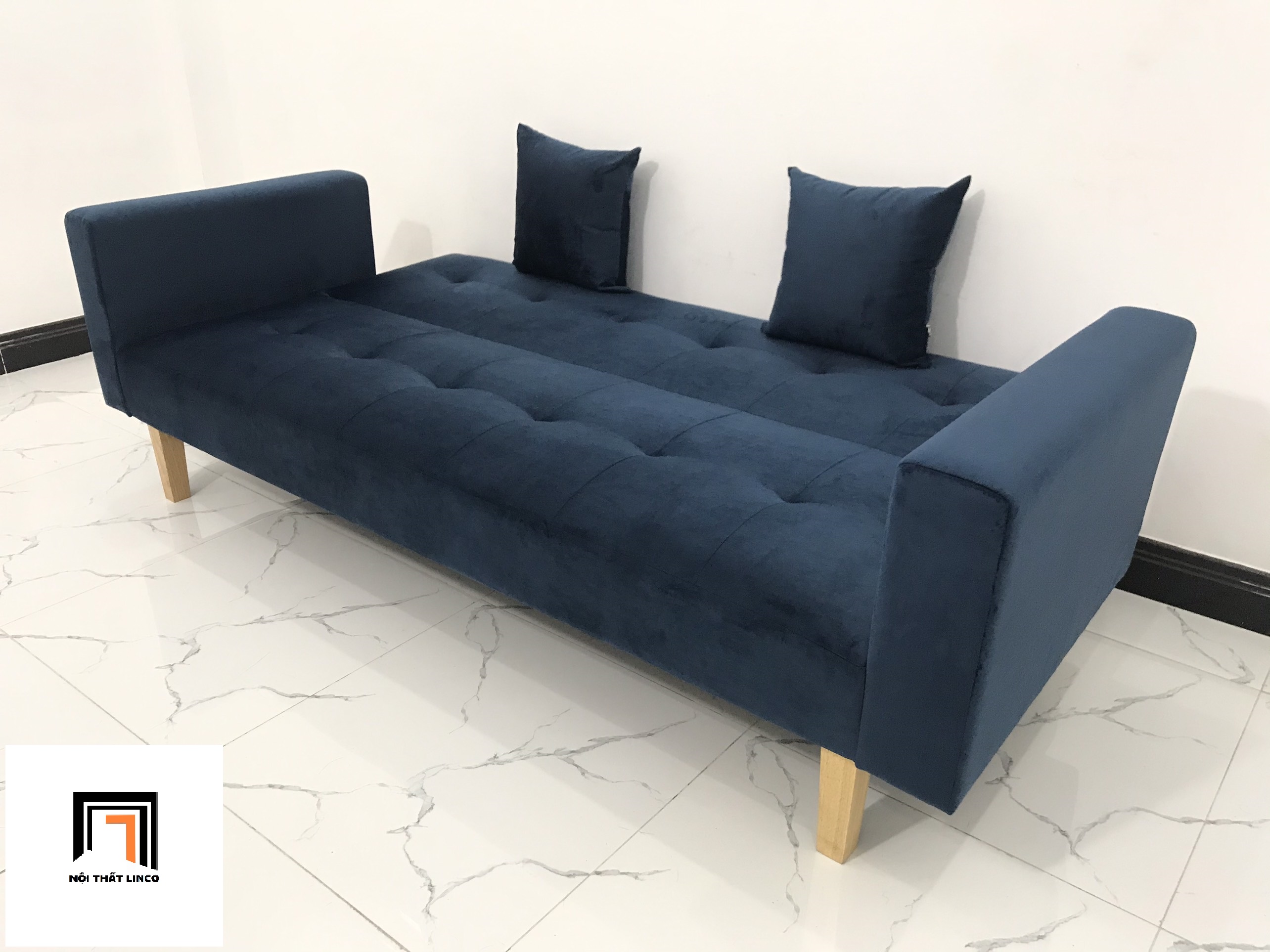 Bộ ghế sofa thông minh xanh đen vải nhung nhiều kích cỡ