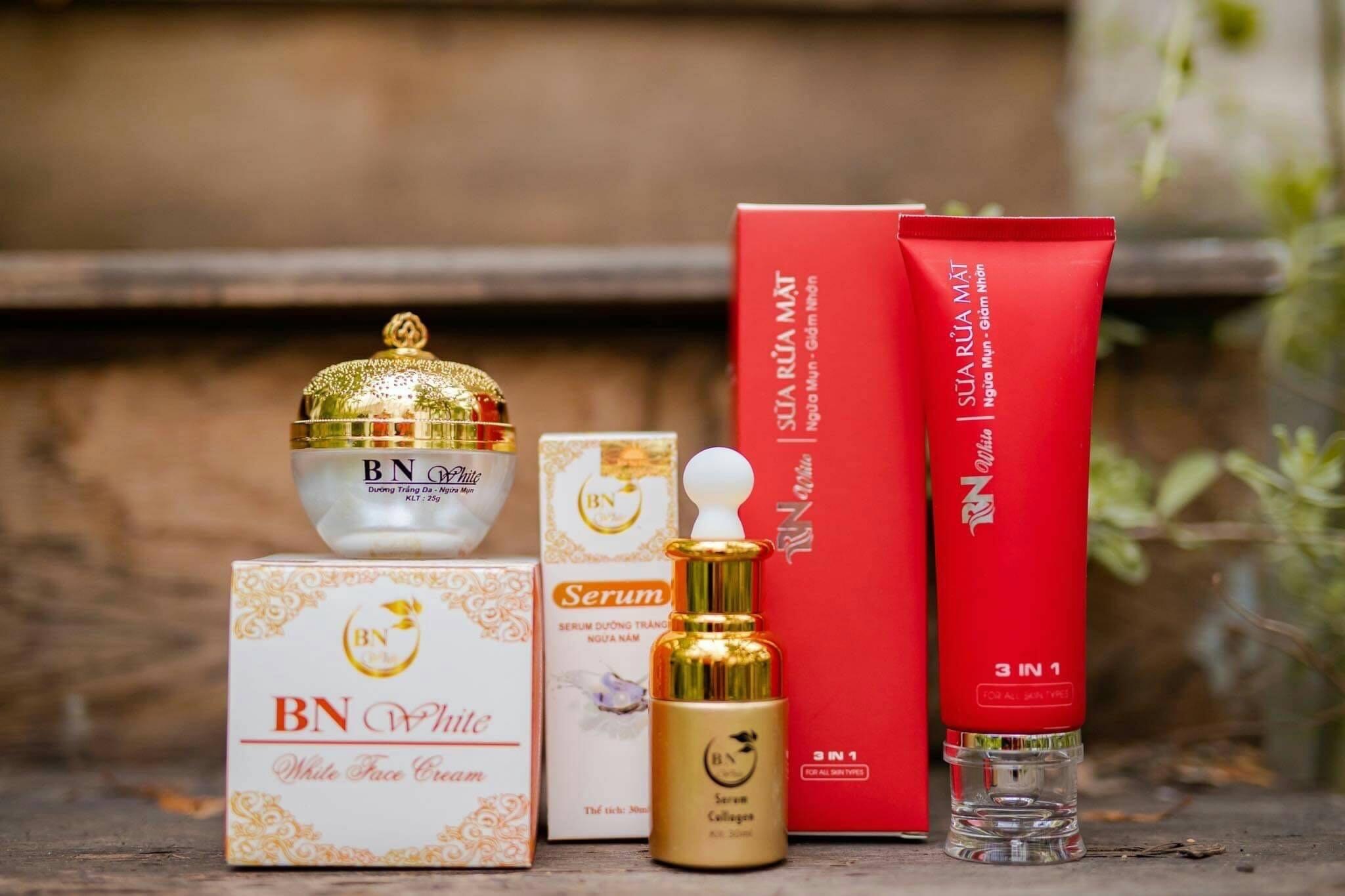 Combo 3 Mỹ Phẩm BN WHITE Gồm: Kem Face, Serum và Sữa Rửa Mặt Ngăn Ngừa Mụn, Nám, Tàn Nhang Mang Lại Làn Da Trắng Sáng Mịn Màng