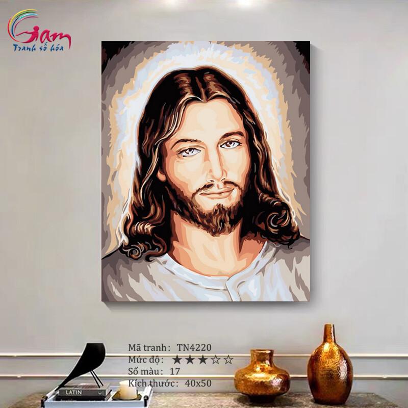 Tranh tô màu theo số công giáo Chân dung Chúa Giêsu TN4220