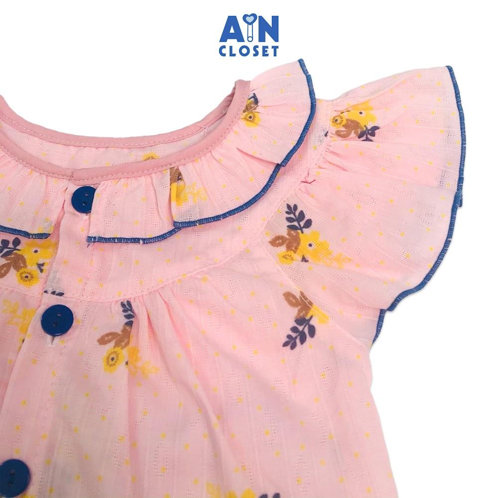Bộ quần áo ngắn bé gái họa tiết Hoa Lan vàng quần xanh cotton boi - AICDBG6JKSOS - AIN Closet