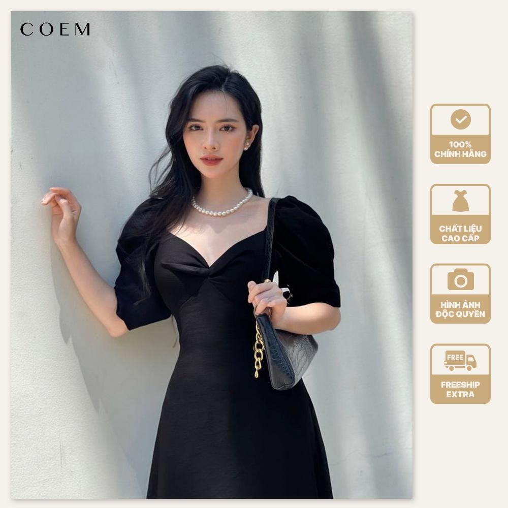 Váy Đầm Nữ Dự Tiệc Dáng Dài Thiết Kế Cup Ngực Tay Phồng Cách Diệu COEM Đầm Tiểu Thư Chất Liệu Linen Phong Cách Cổ Điển