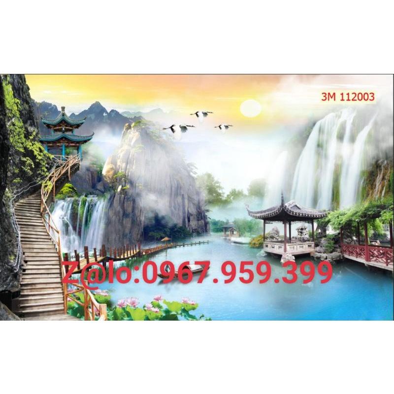 Tranh dán tường 3D tranh sơn thủy hữu tình tranh phong cảnh