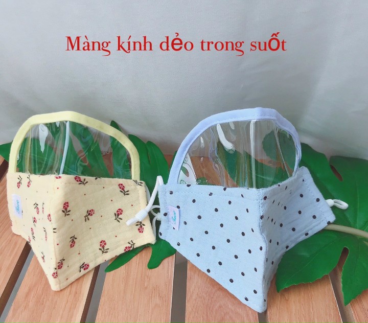 khẩu trang xô muslin có tâm kính chắn chống giọt bắn cho bé từ 0 tháng đến 7 tuổi