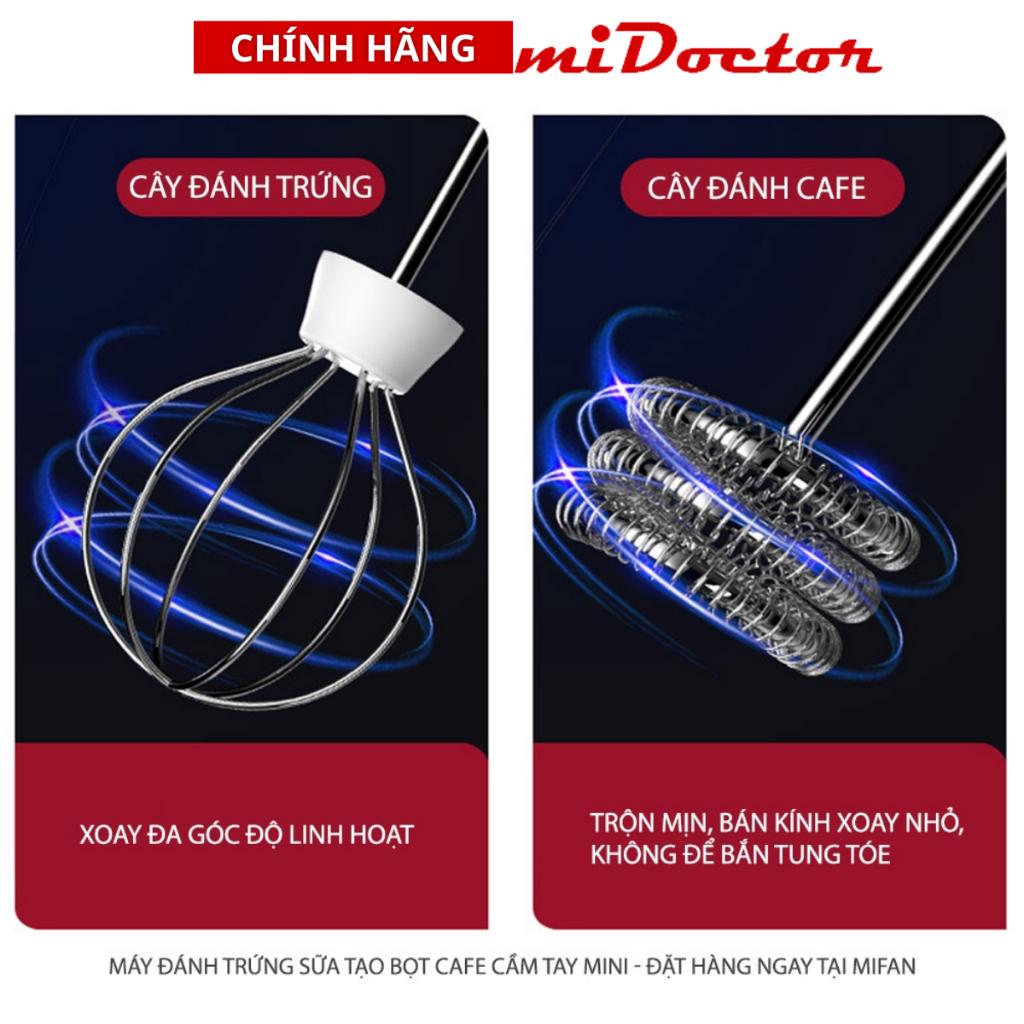 Máy Đánh Trứng Sữa Tạo Bọt Cafe Cầm Tay Mini Pin Sạc Cao Cấp miDoctor - Hàng Chính Hãng