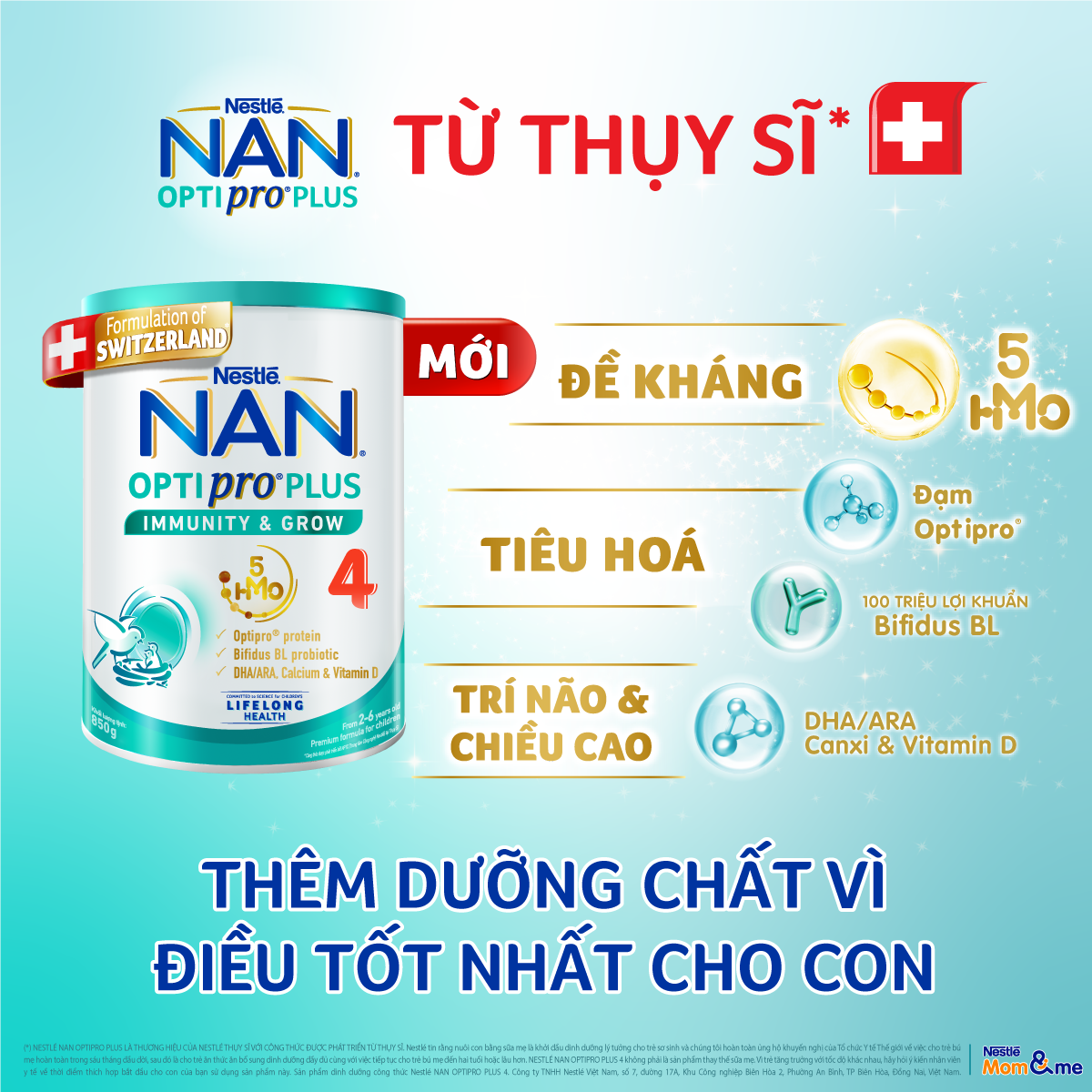 Combo 3 Sữa Bột Nestlé NAN OPTIPRO PLUS 4 850g/lon với 5HMO Hỗ trợ Đề Kháng - Tiêu Hóa - Trí Não &amp; Chiều Cao - Tặng Nồi Elmich