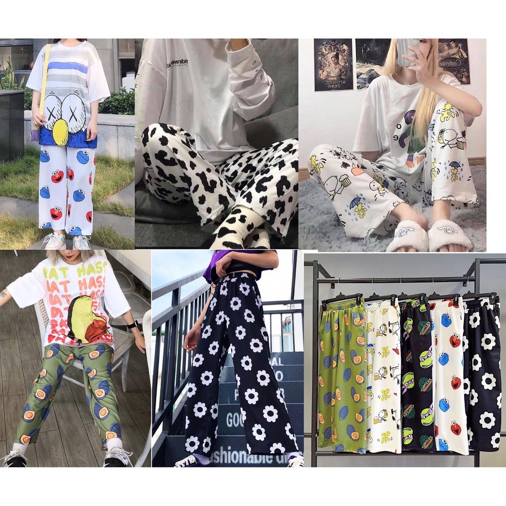 Quần Hoạt Hình Dài Ống Rộng Cartoon Pant Oversize Ulzzang Unisex - MM
