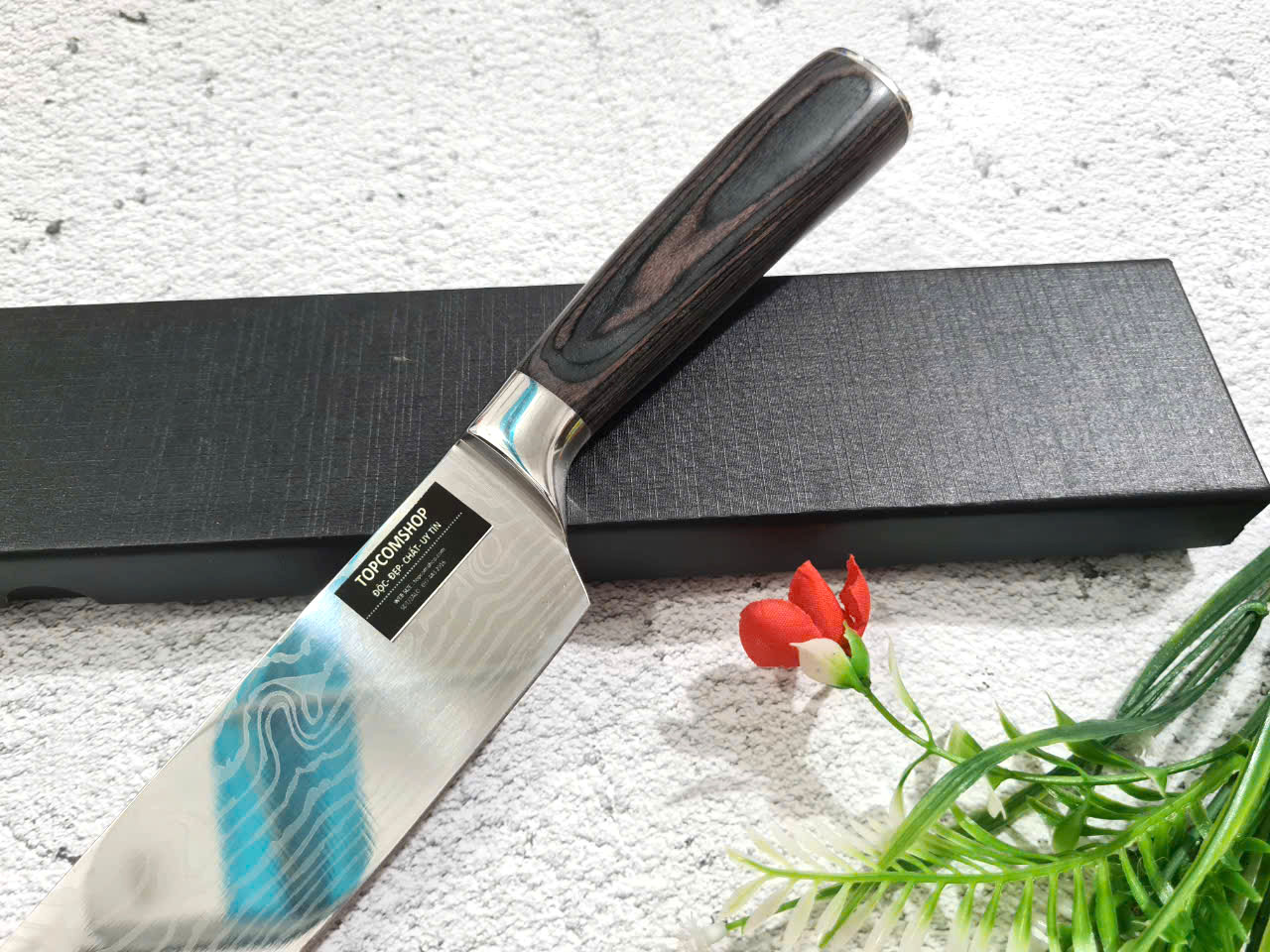 DAO - DAO BẾP NHẬT BẢN SANTOKU THÉP DAMASCUS MÃ A4 DT116 nt topcomshop vn