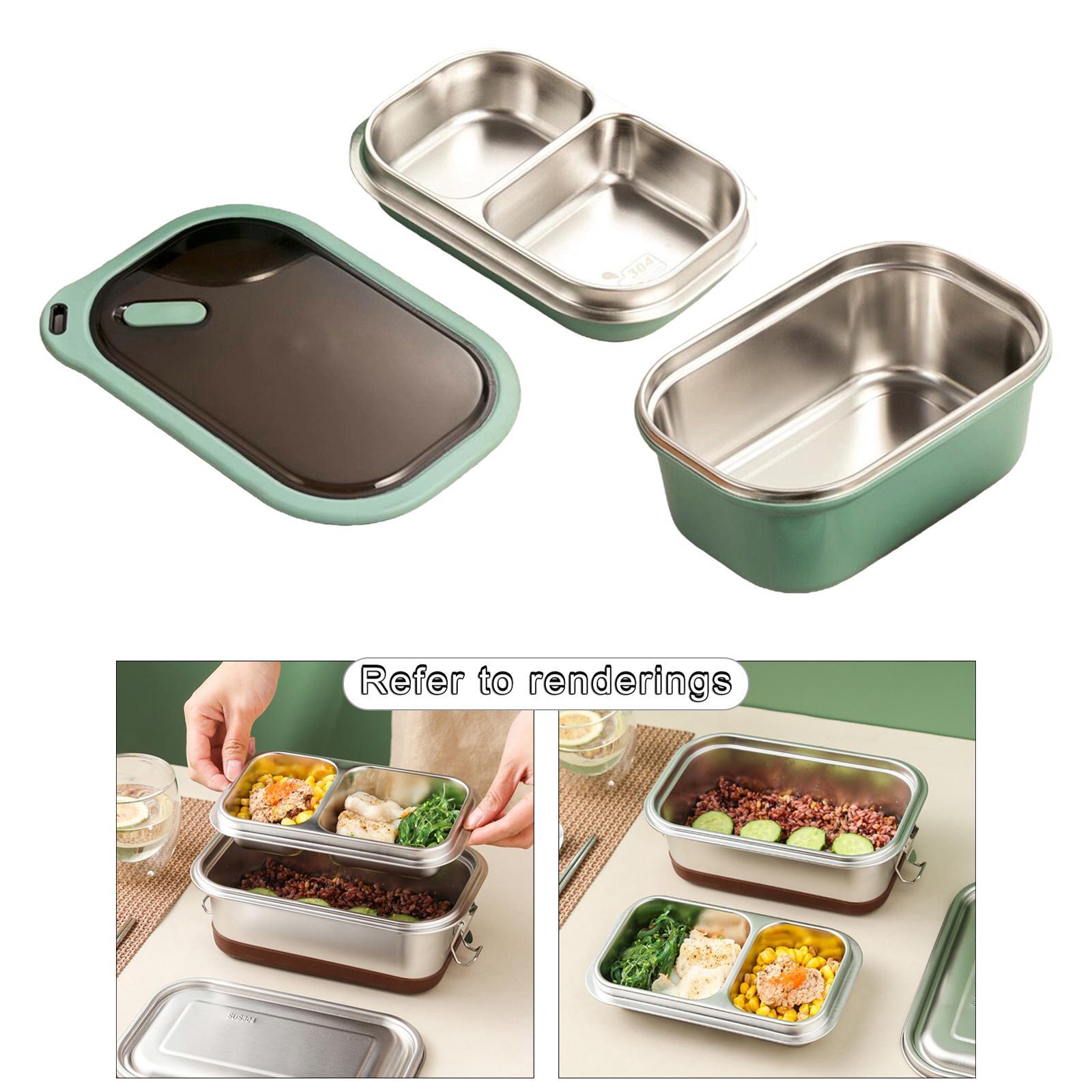 2PCS 2-Tier Stainless Steel Bento Lunch Box for Picnic Camping Travel 1200ML