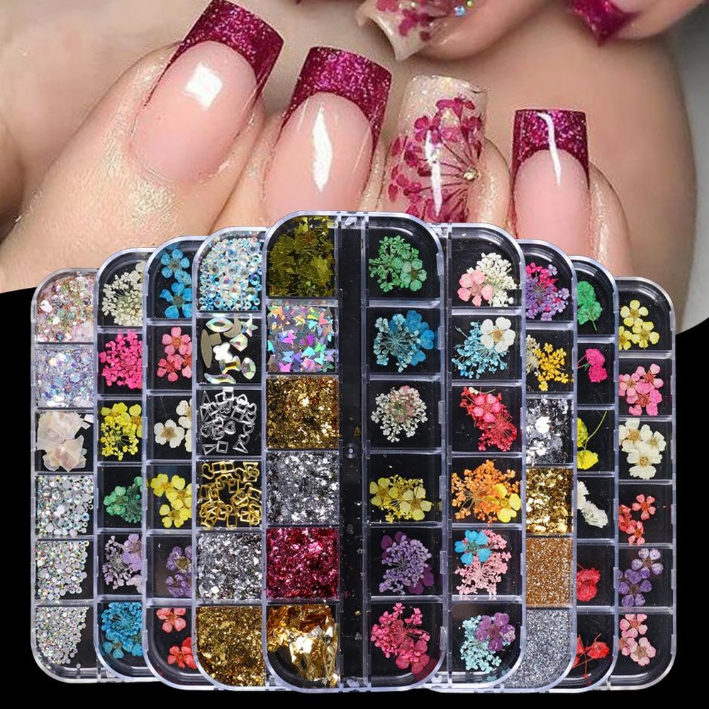 Set Trang Sức Gắn Móng Hỗn Hợp 12 Loại, Thiết Kế Kiểu Dáng Phong Phú Để Tạo Nhiều Phong Cách Nail Đẹp, Trẻ Trung, Cá Tính, Thiết Kế Thời Trang, Dễ Sử Dụng, Chất Liệu Đính Chắc Chắn