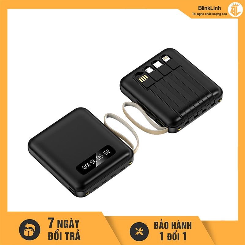 Pin Sạc Dự Phòng Vuông dễ thương Mini Power Bank 20000mAh phiên bản mới dung tích lớn chất lượng, cục pin dự phòng tích hợp nhiều cổng tiện lợi, Micro USB, Type C, USB Type-C, USB 3.0, Sạc nhanh, 10001-20000mAh