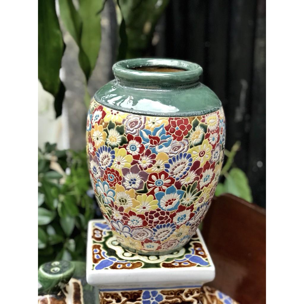 BÌNH BÁCH HOA 30CM GỐM SỨ NAM BỘ THỦ CÔNG CẮM BÔNG TRANG TRÍ DECOR