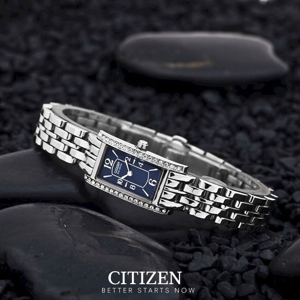 Đồng Hồ Nữ Citizen Đính Đá Swarovski Dây Thép Không Gỉ EG2020-79L - Mặt Xanh