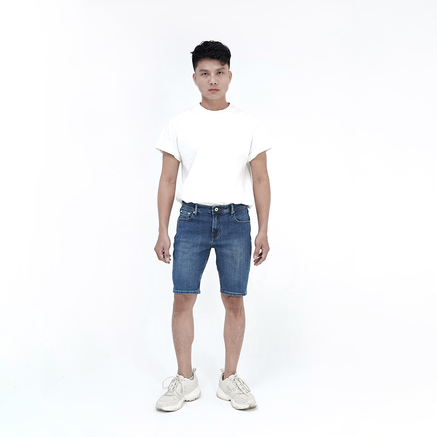 Quần Short Jeans Nam Cao Cấp HUNTER X-RAYS Form Slimfit Màu Xanh Biển S30