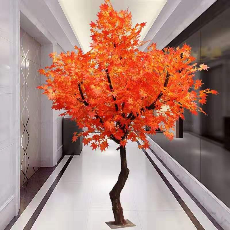 Bó 12 cành lá phong đỏ lá nhỏ kích thước 65cm trang trí decor siêu đẹp