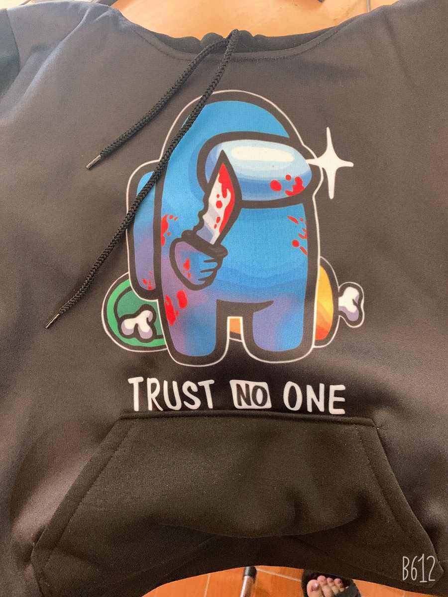 Áo Among Us Hoodie Màu Đen Hình Xanh dài tay chất nỉ cực đẹp 2021