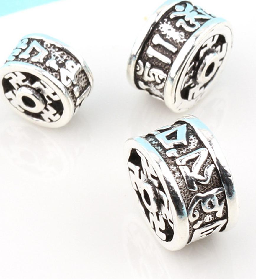 Charm bạc họa tiết lục tự hình trụ - Ngọc Quý Gemstones