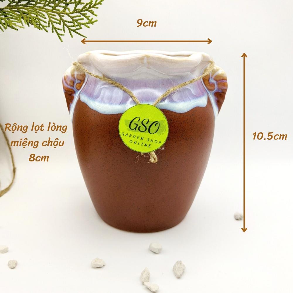 Bộ chậu trồng cây gốm sứ kiểu bình đứng nhiều màu hàng đẹp