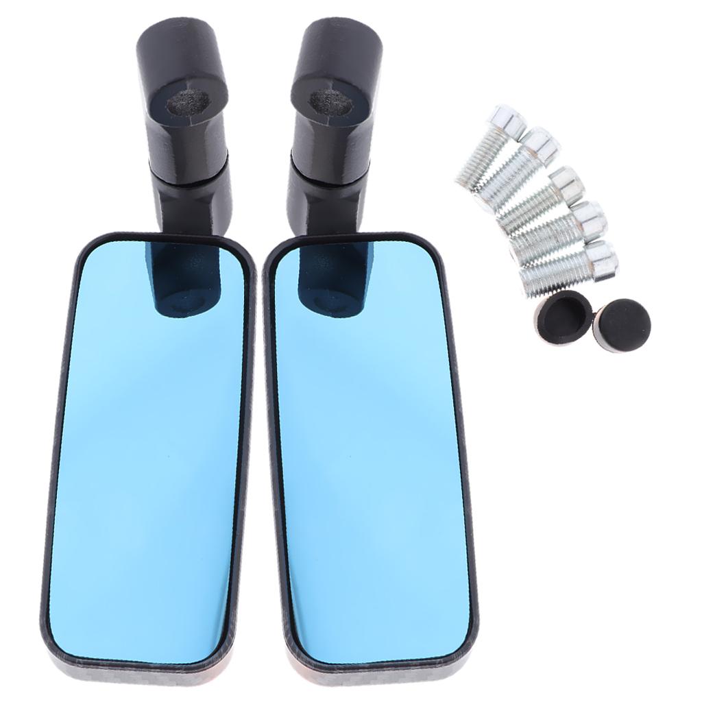 2 Colors Blue Glass Side Mirrors Rear view Mirrors for Motorcycle with 8mm 10mm Thread Bolts, Left & Right