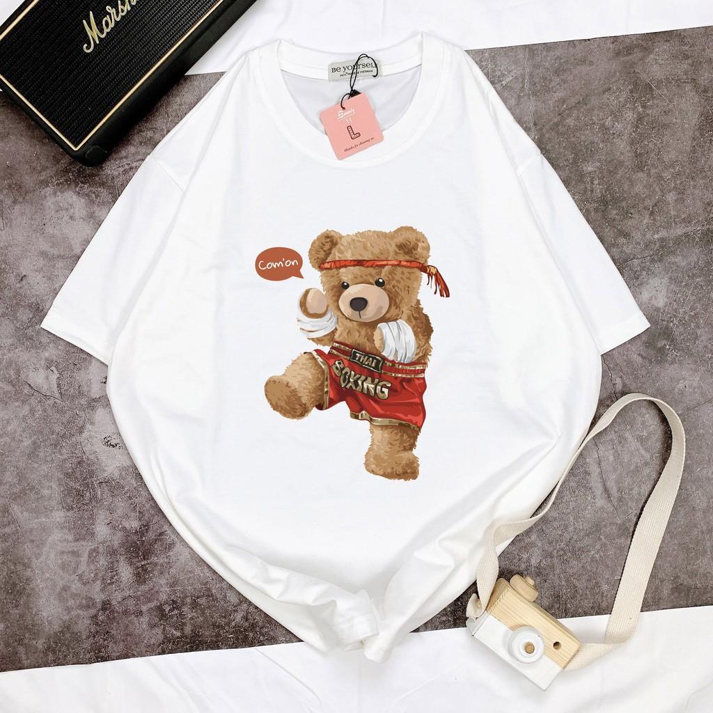 Áo thun tay ngắn nam nữ unisex size M L XL - Boxing Bear