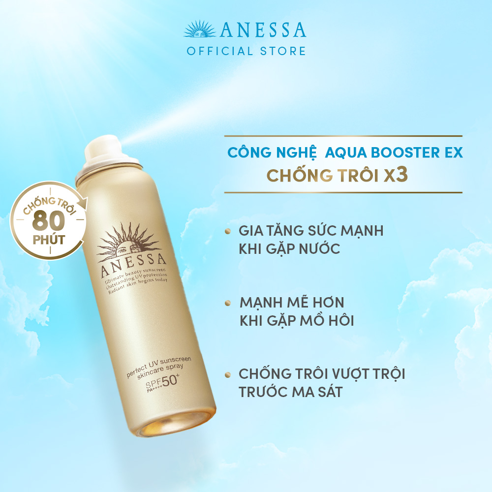 Kem chống nắng dạng xịt dưỡng da bảo vệ hoàn hảo Anessa Perfect UV Sunscreen Skincare Spray SPF 50+ PA++++ 60g