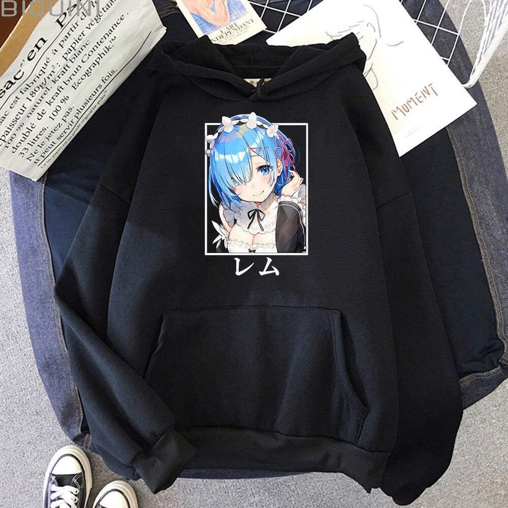 Áo Hoodie In Họa Tiết Anime Re Life Zero Rem Màu Hồng Đáng Yêu Thời Trang Đường Phố Cho Nam Và Nữ