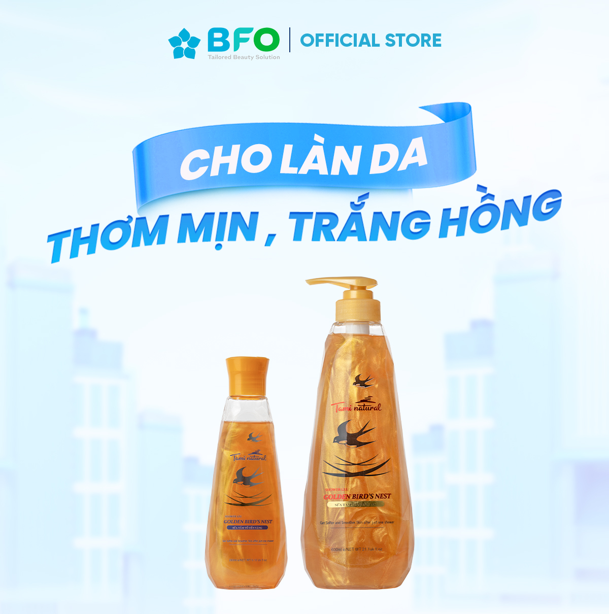 Sữa Tắm Tinh Dầu Thư Giãn Tổ Yến Vàng Công Nghệ Anh Quốc Tami Natutal Dưỡng Ẩm Trắng Da Ngừa Lão Hóa Dung Tích 600ml