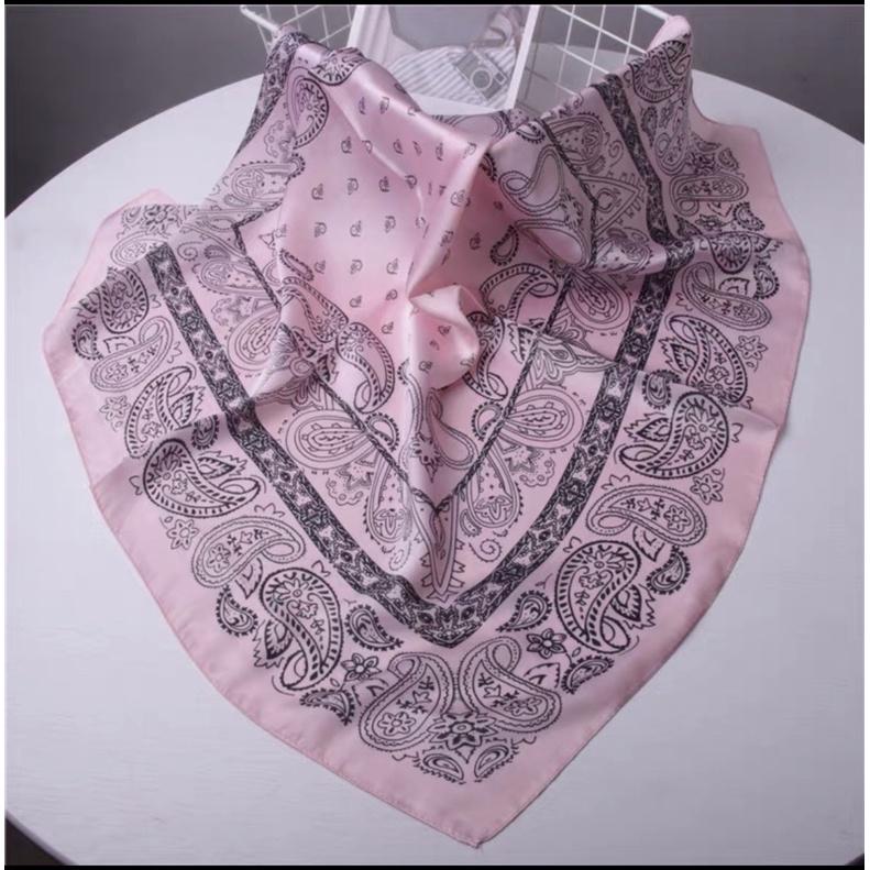 Khăn turban bandana lụa vuông cao cấp choàng cổ size 70x70cm thanh lịch đa năng dùng làm áo yếm in hoa văn trang trí